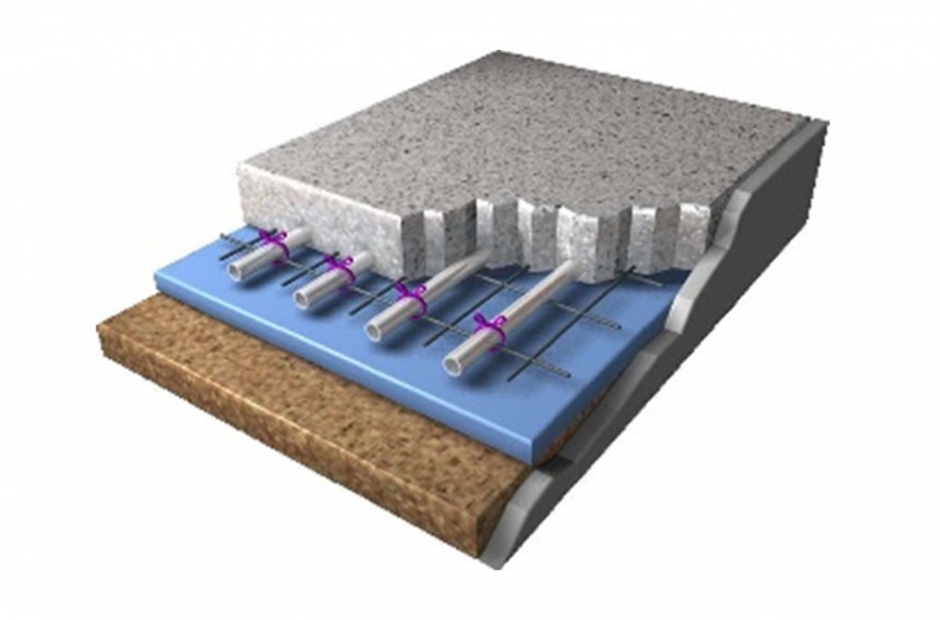 Cross section of a sample radiant flooring system.