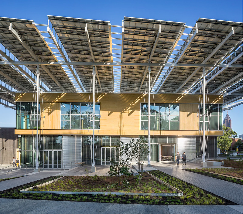 Image displaying the solar panels on Kendeda's roof.