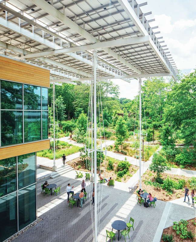 Image of the porch and solar roof. Photo courtesy of Gregg Willett
