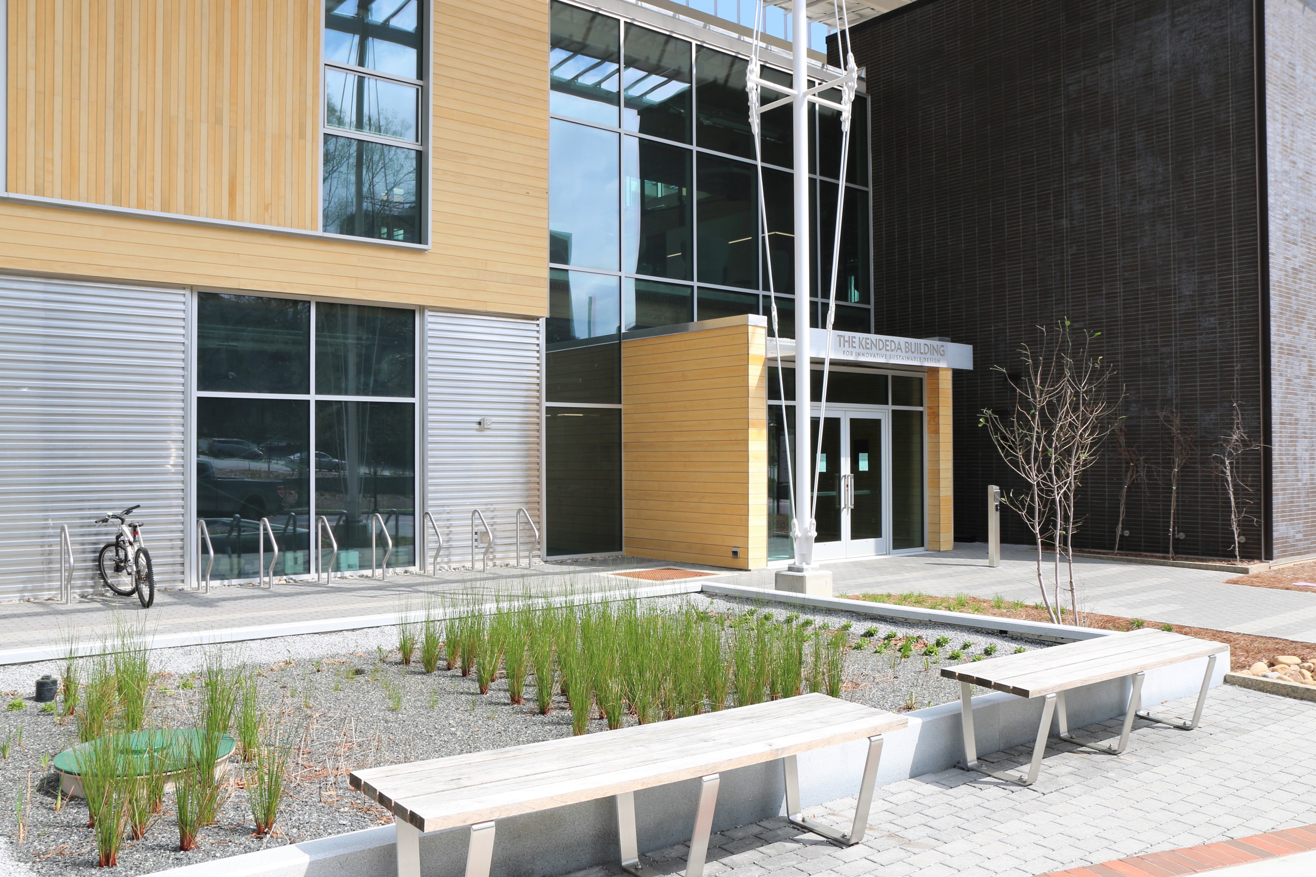 The Kendeda Building's constructed wetland is a natural method to treat greywater that also provides an amenity for people visiting the building and passersby.