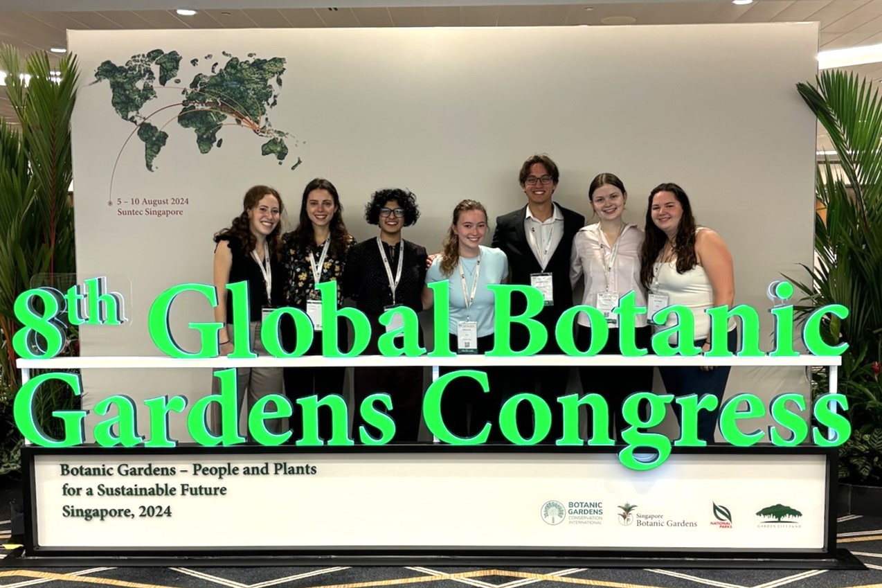 Members of Students Organizing for Sustainability's Urban Agriculture (UrbanAg) project at the 8th Global Botanic Garden Congress in Singapore.