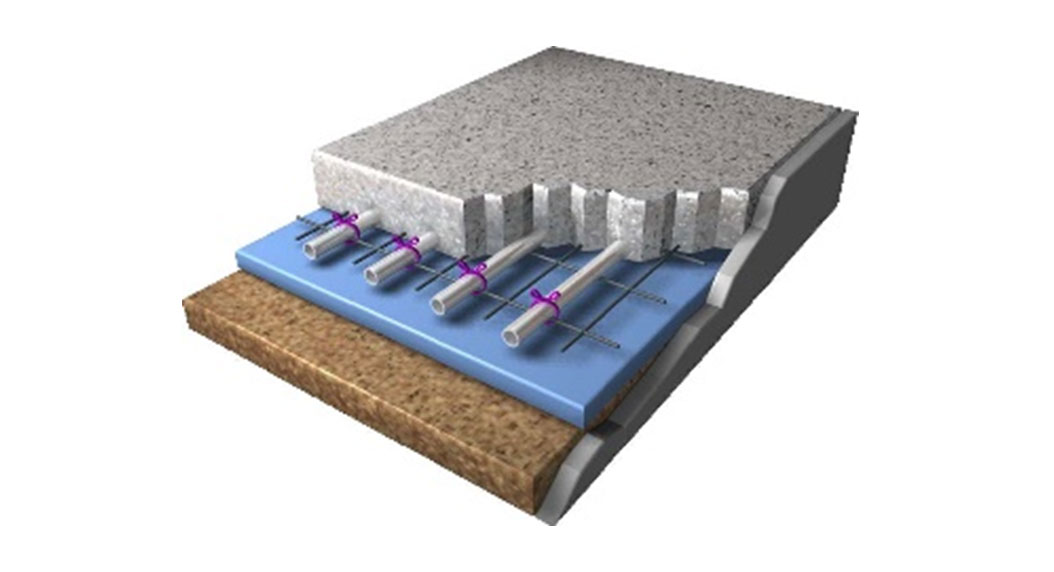 Cross section of a sample radiant flooring system.