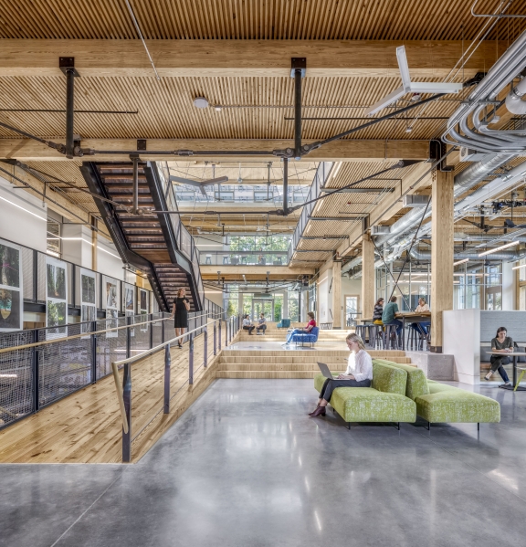 The building allows for ample natural lighting and provides views to the outdoors, as well as operable windows for fresh air. Photo Credit: Jonathan Hillyer.