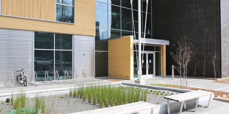 The Kendeda Building's constructed wetland is a natural method to treat greywater that also provides an amenity for people visiting the building and passersby.