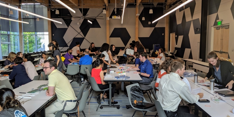 Georgia Tech Society of Women Engineers networking night with mentors.