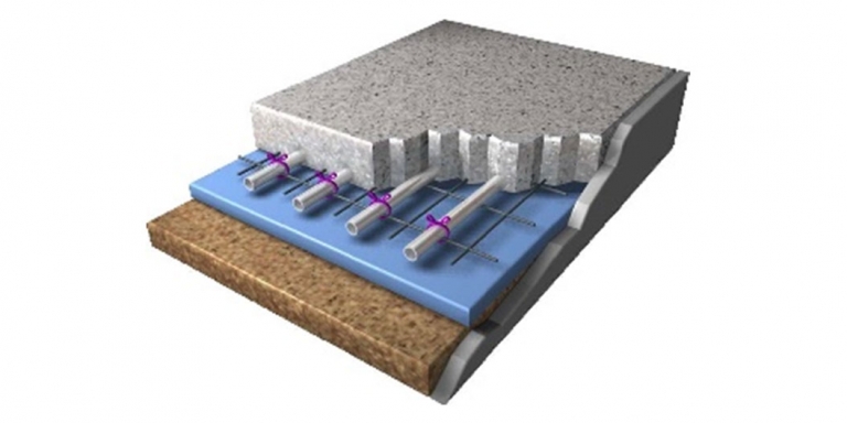 Cross section of a sample radiant flooring system.