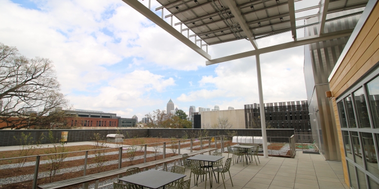 The Kendeda Building's rooftop garden is a place for research, relaxation, and reflection.