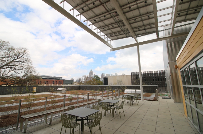 The Kendeda Building's rooftop garden is a place for research, relaxation, and reflection.