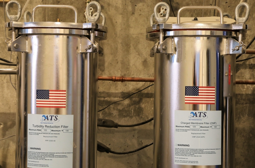Two filters that are part of the building's rainwater-to-drinking water system, which when approved will make The Kendeda Building the smallest municipal water treatment system in Georgia.