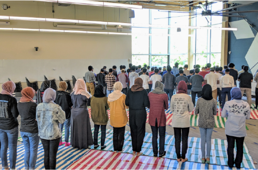Members of Georgia Tech's Muslim community participating in Friday prayers.