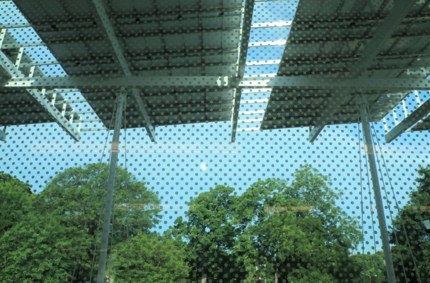 Bird-safe glass on the west side of the building.