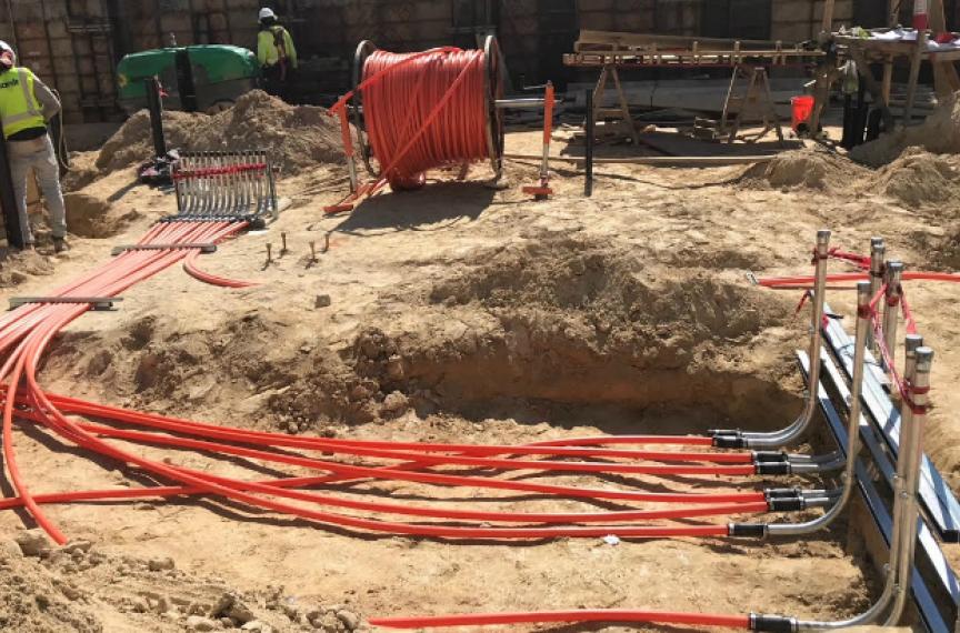 For The Kendeda Building, Eckardt Electric replaced pipes made of PVC, a Red List material, with pipes made of high-density polyethylene. Image courtesy of Eckardt Electric.