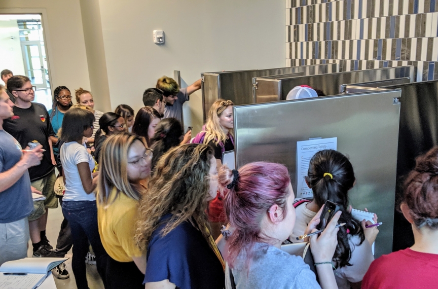 The composting toilets generate a lot of excitement on tours.