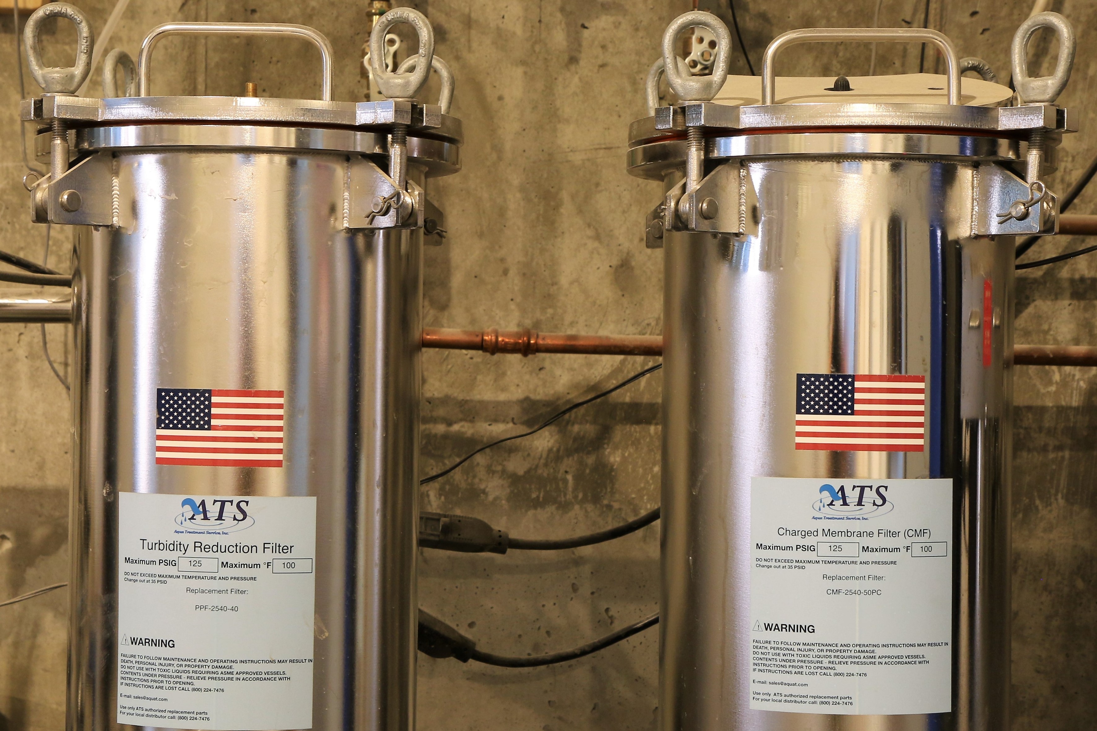 Two filters that are part of the building's rainwater-to-drinking water system, which when approved will make The Kendeda Building the smallest municipal water treatment system in Georgia.